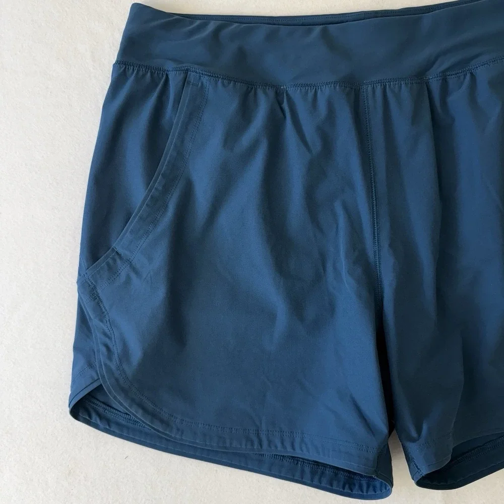 Lands‎ End Womens Active Shorts Teal Blue Athletic Running Gym Pockets Size 14